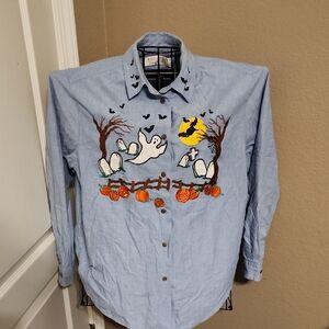 Vintage Karen Scott Halloween Denim Shirt